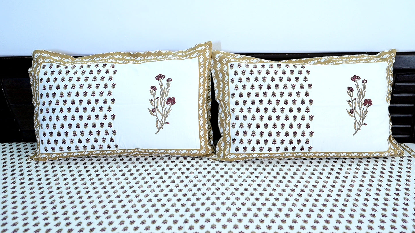 Desert Garden Brown Double Bed Screen Print Bedsheet