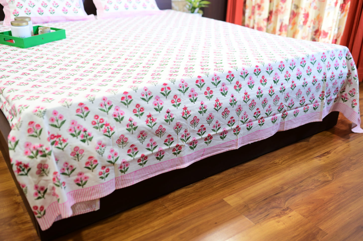 Whimsical Wildflowers Double Bed King Size Bedsheet with 2 Pillow Covers