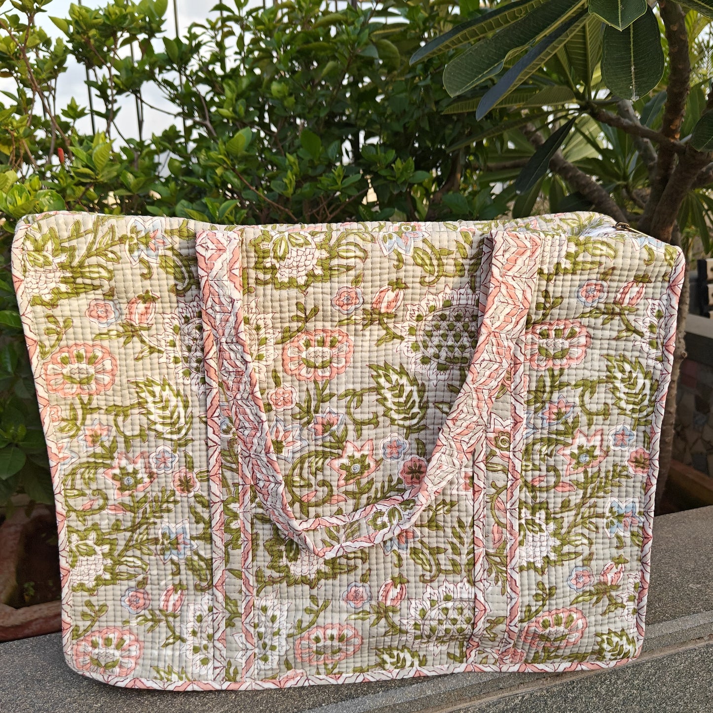Blossom Stitch Quilted Tote Bag