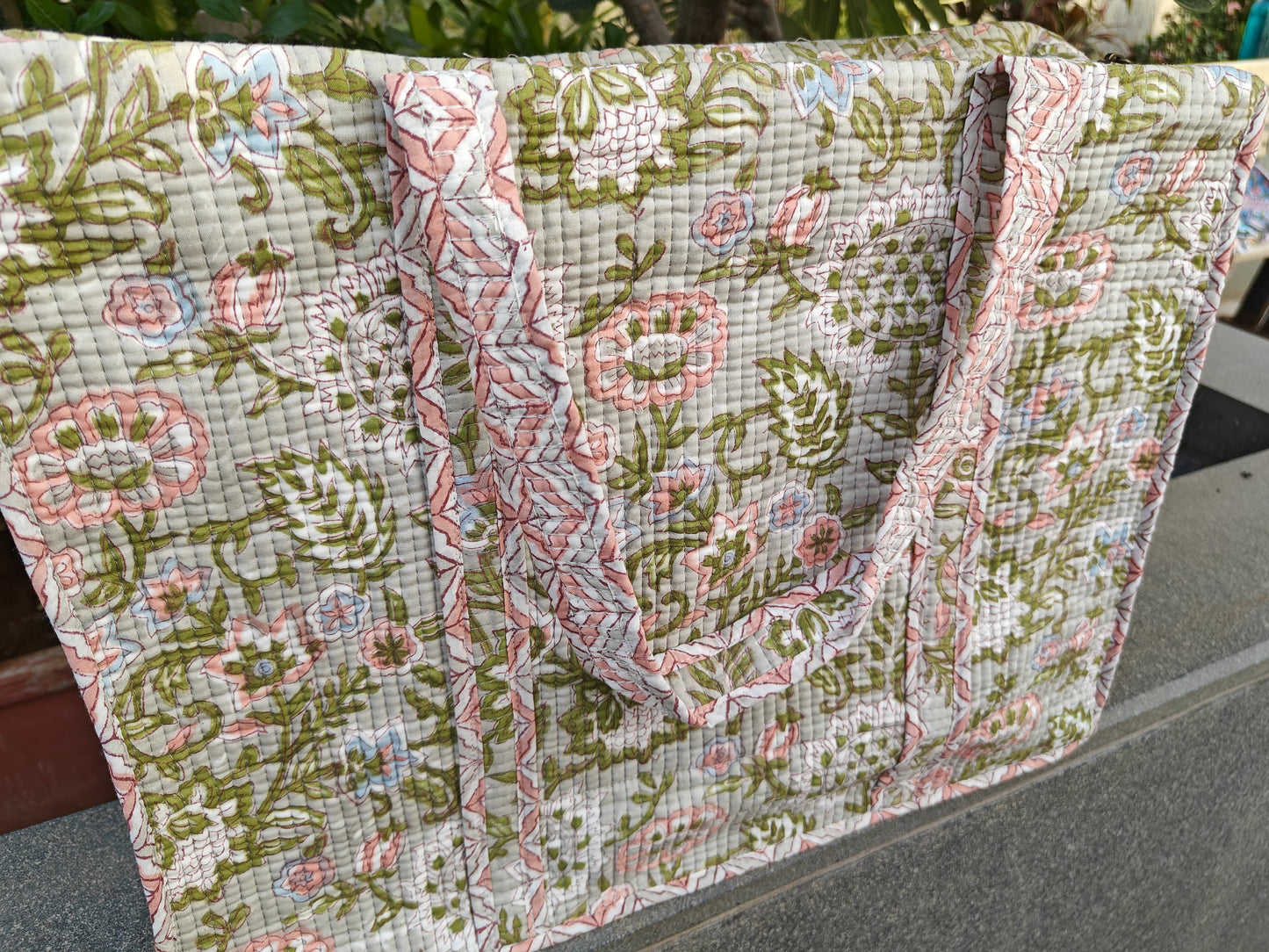 Blossom Stitch Quilted Tote Bag