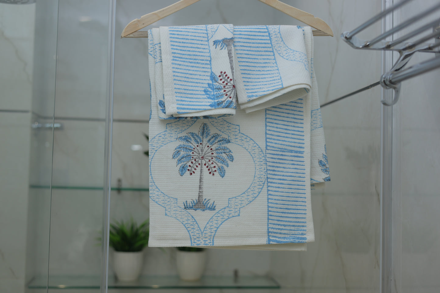 Blissful Blue Bath Towels and Napkin Set