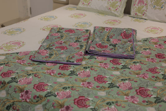 Floral Serenade Screen Print Single Bed Dohar Set