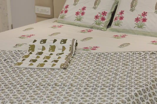 Heritage Bliss Screen Print Single Bed Dohar Set