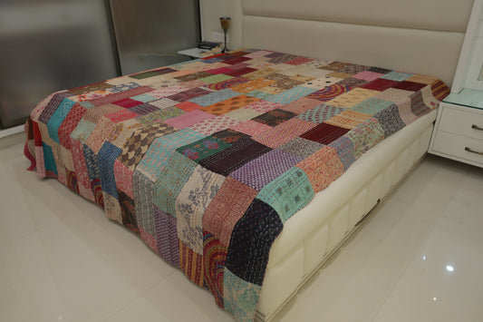 Rajasthan Mosaic Patchwork Double Bed King Size Bedcover