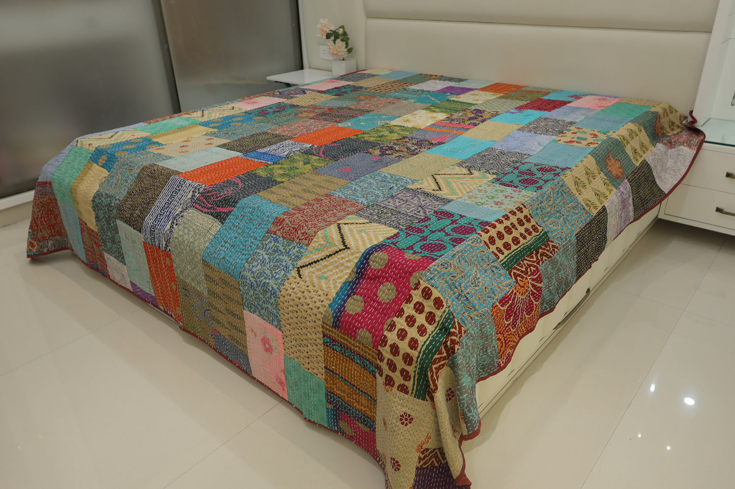 Rajasthan Fusion Patchwork Double Bed King Size Bedcover