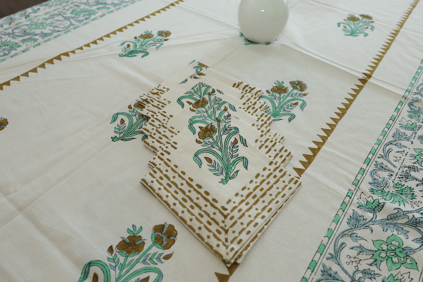 Dusky Delight Hand-Block Painted Table Cover