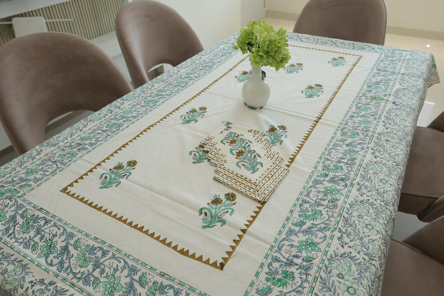 Dusky Delight Hand-Block Painted Table Cover