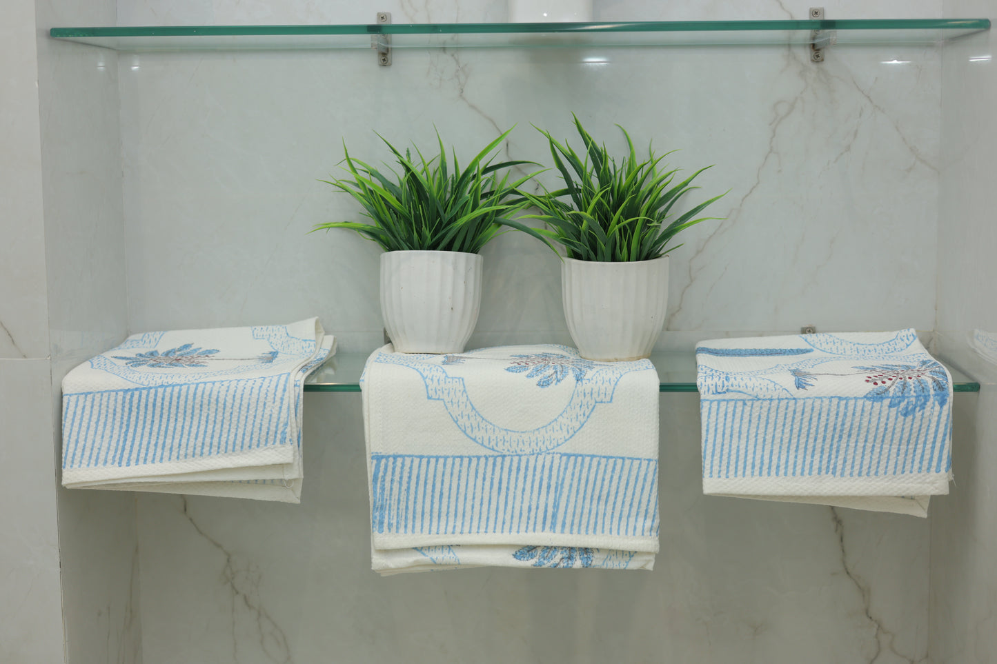 Blissful Blue Bath Towels and Napkin Set