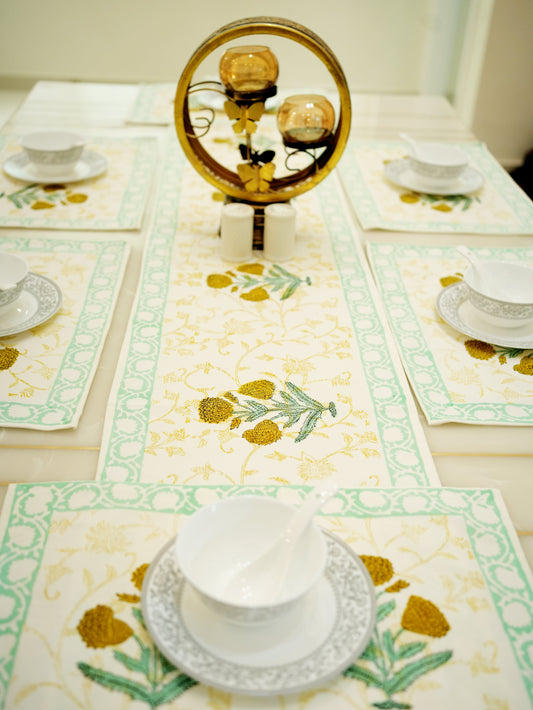 Mustard Blooms: Block Paint Table Runner