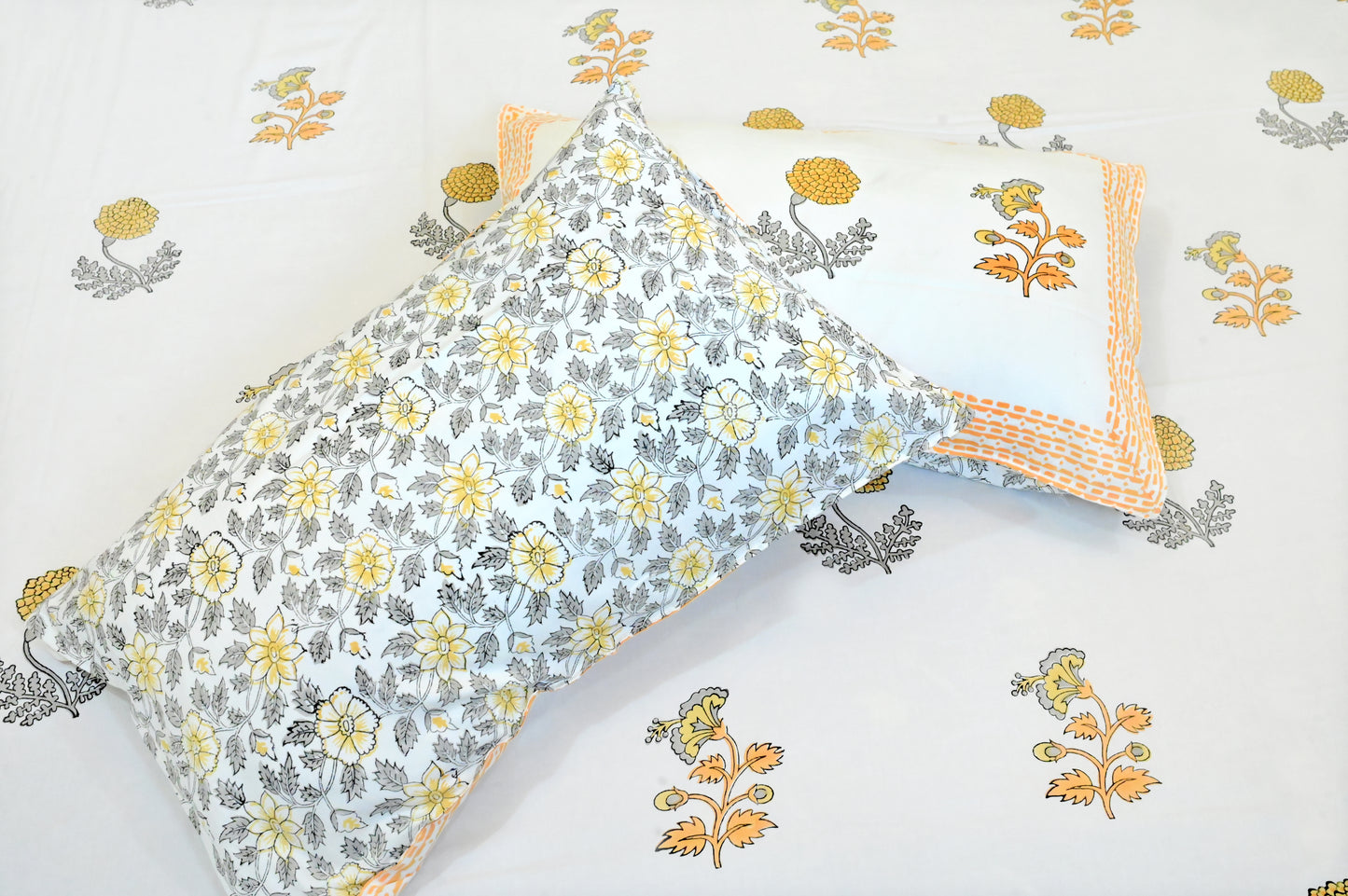 Honeyard Harmony Double Bed Super King Size Bedsheet Super Premium Cotton Fabric with 2 Pillow Covers