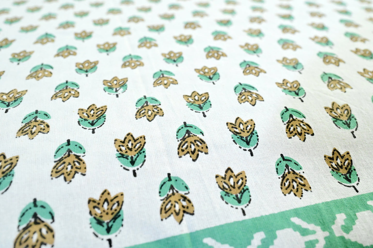 Desert Garden Green Double Bed Screen Print Bedsheet