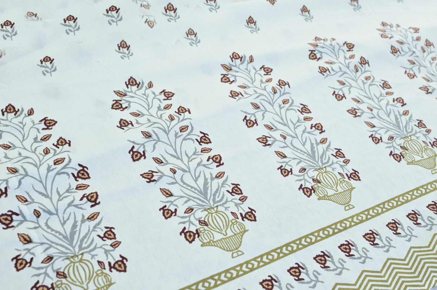 Rajasthani Roses Brown Double Bed Screen Print Bedsheet