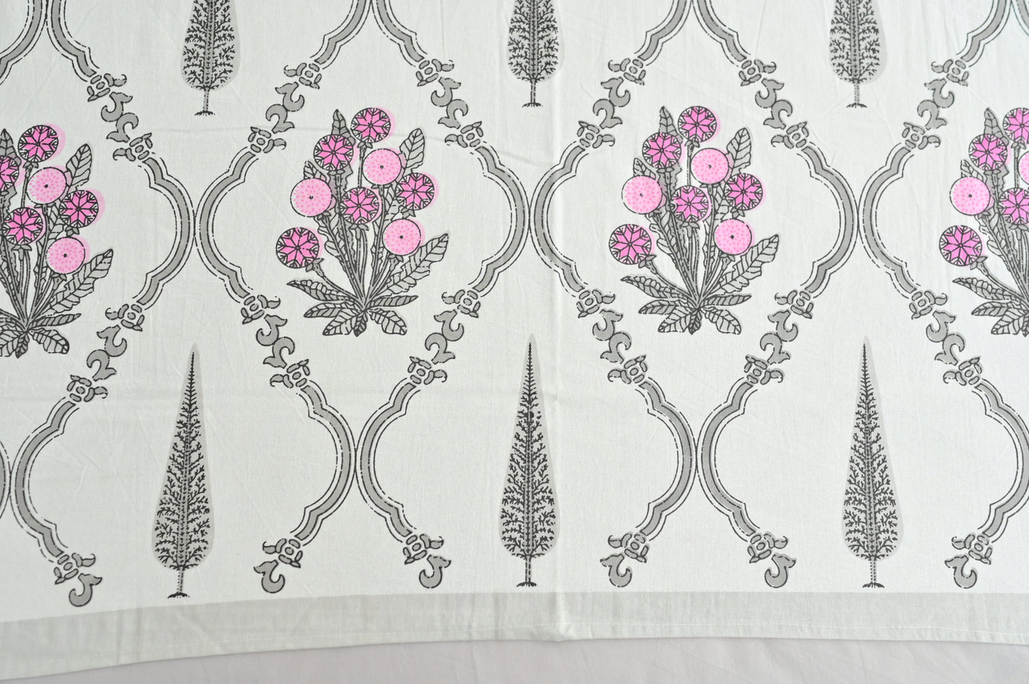 Jaipur Blossom Double Bed Screen Print Bedsheet