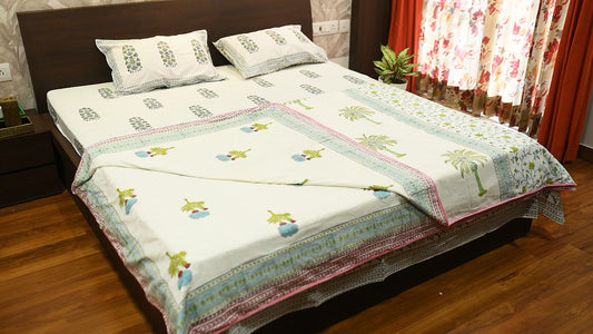 Blue Mariegold Double Bed Reversible Dohar