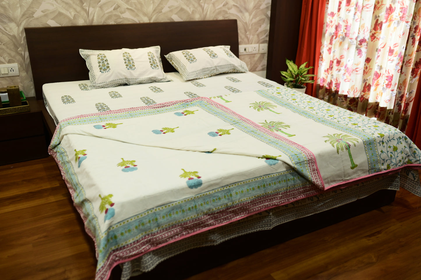 Blue Mariegold Double Bed Reversible Dohar