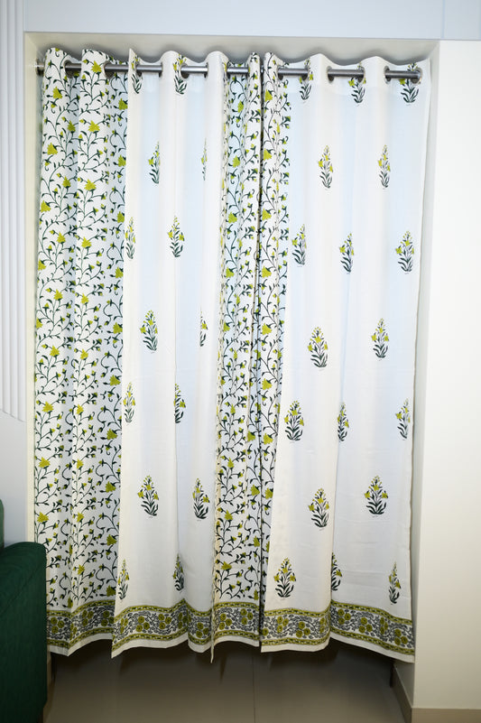 Tulip Tango Floral Handblock Print Curtains