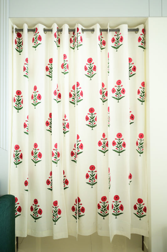 Hibiscus Harmony Handblock Print Curtains