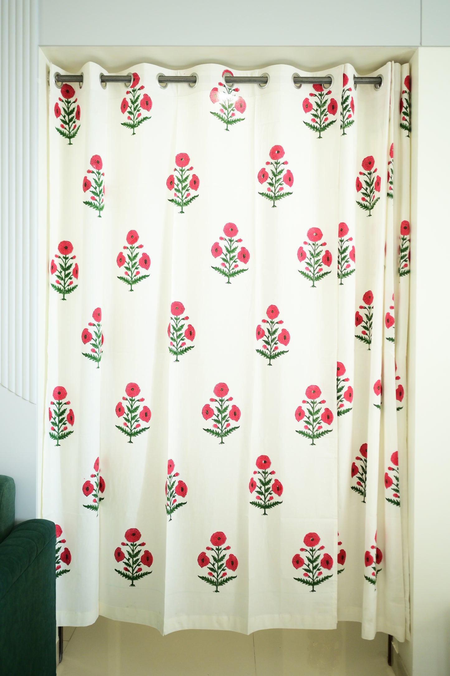 Hibiscus Harmony Handblock Print Curtains