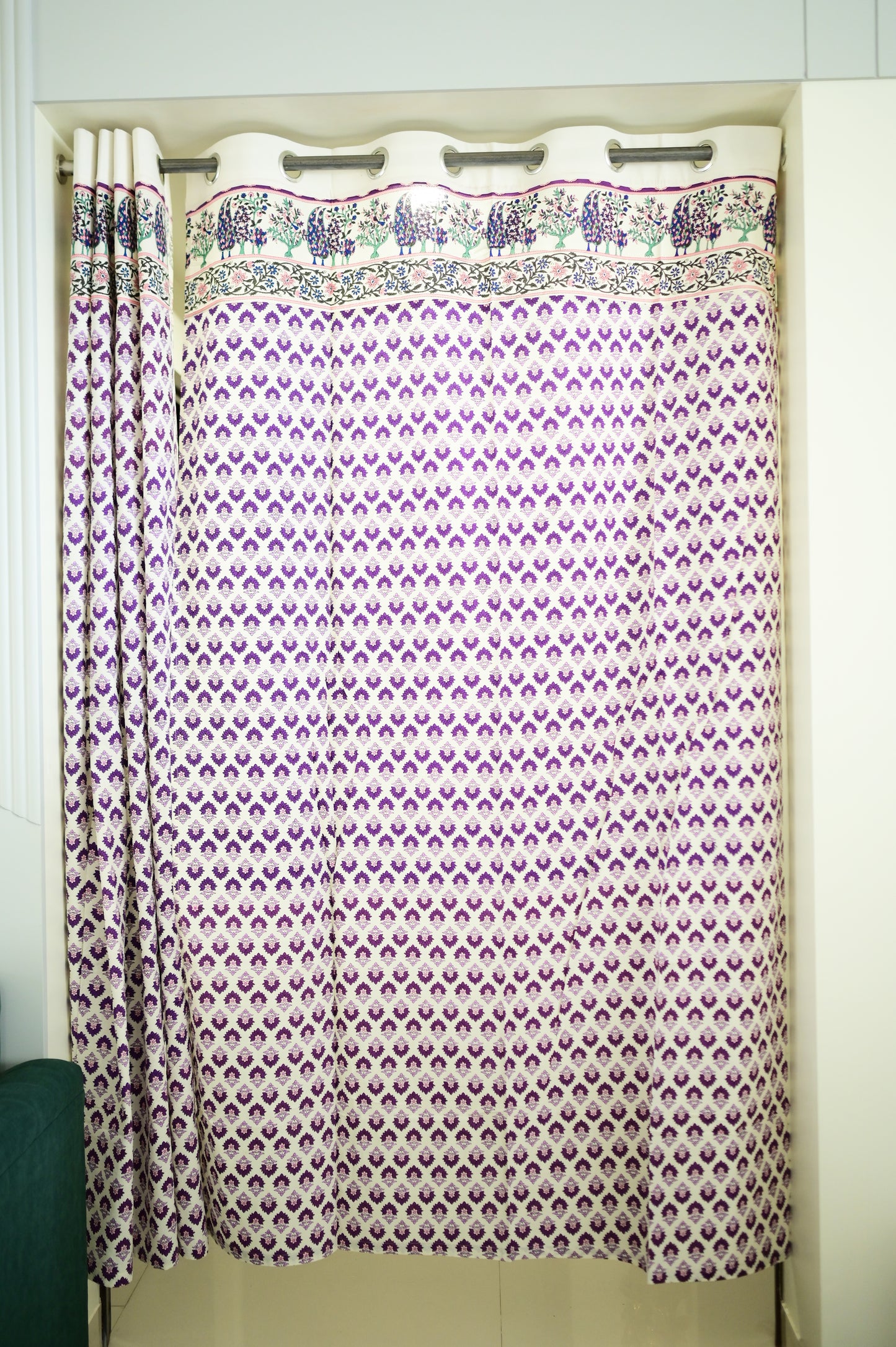 Violet Vista Floral Handblock Print Curtains