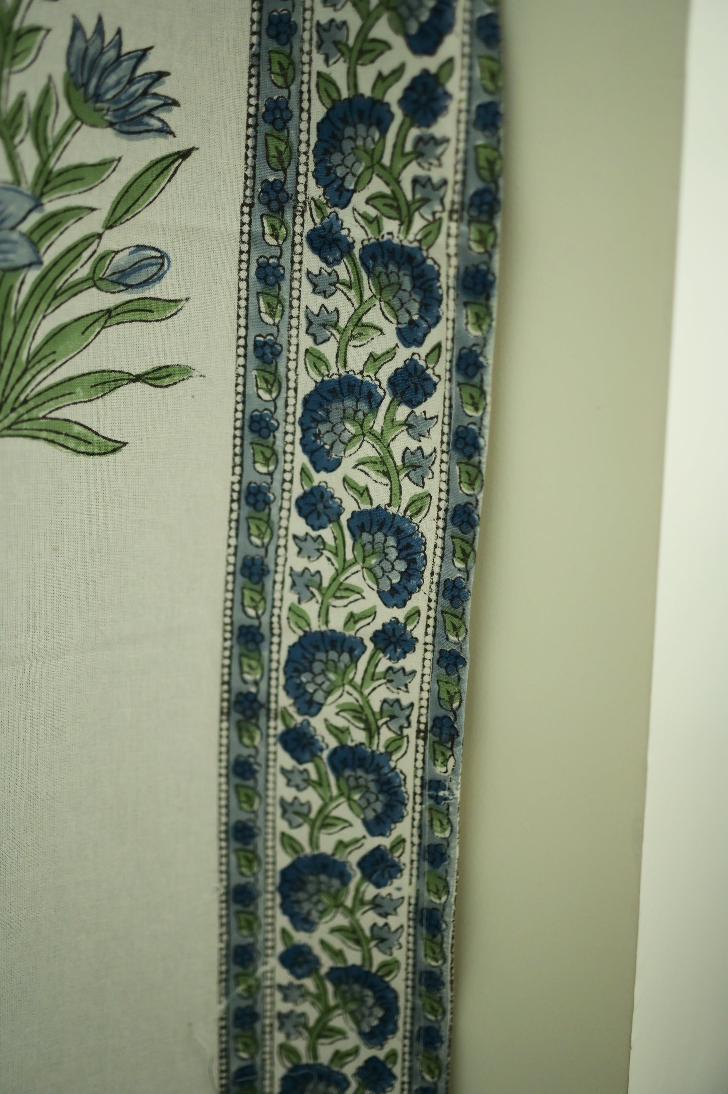 Blooms in Blue Handblock Print Curtains