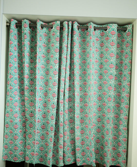 Blossom Breeze Floral Handblock Print Curtains