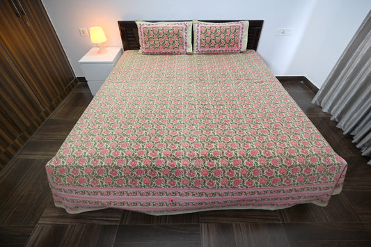 Jaipur Florals Double Bed Screen Print Bedsheet