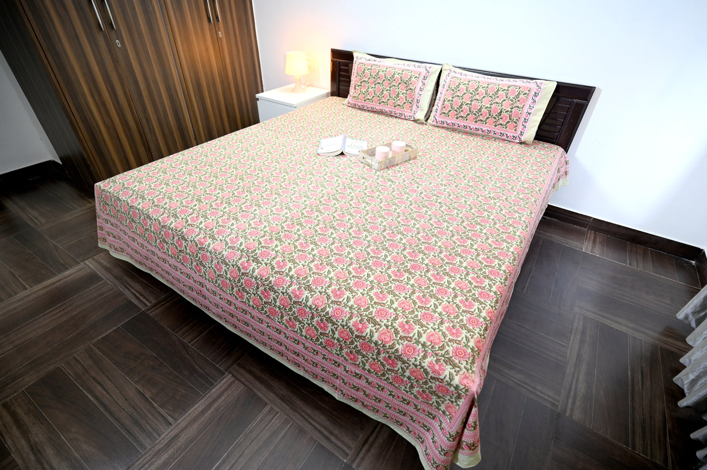 Jaipur Florals Double Bed Screen Print Bedsheet