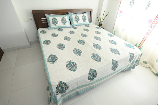 Jaipur Bouquet Double Bed Screen Print Bedsheet