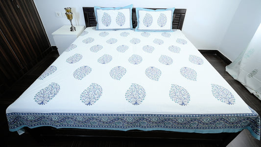 Jaipur Petal Prints Double Bed Screen Print Bedsheet