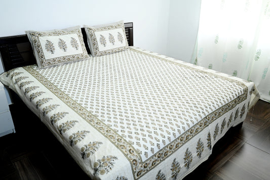 Jaipur Bloom Prints Double Bed Screen Print Bedsheet