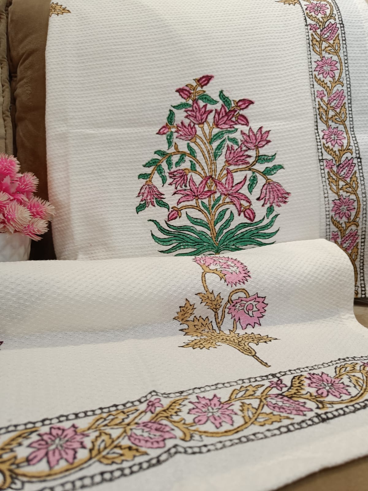 Delicate Pink Blossom Bath Towels and Napkin Set