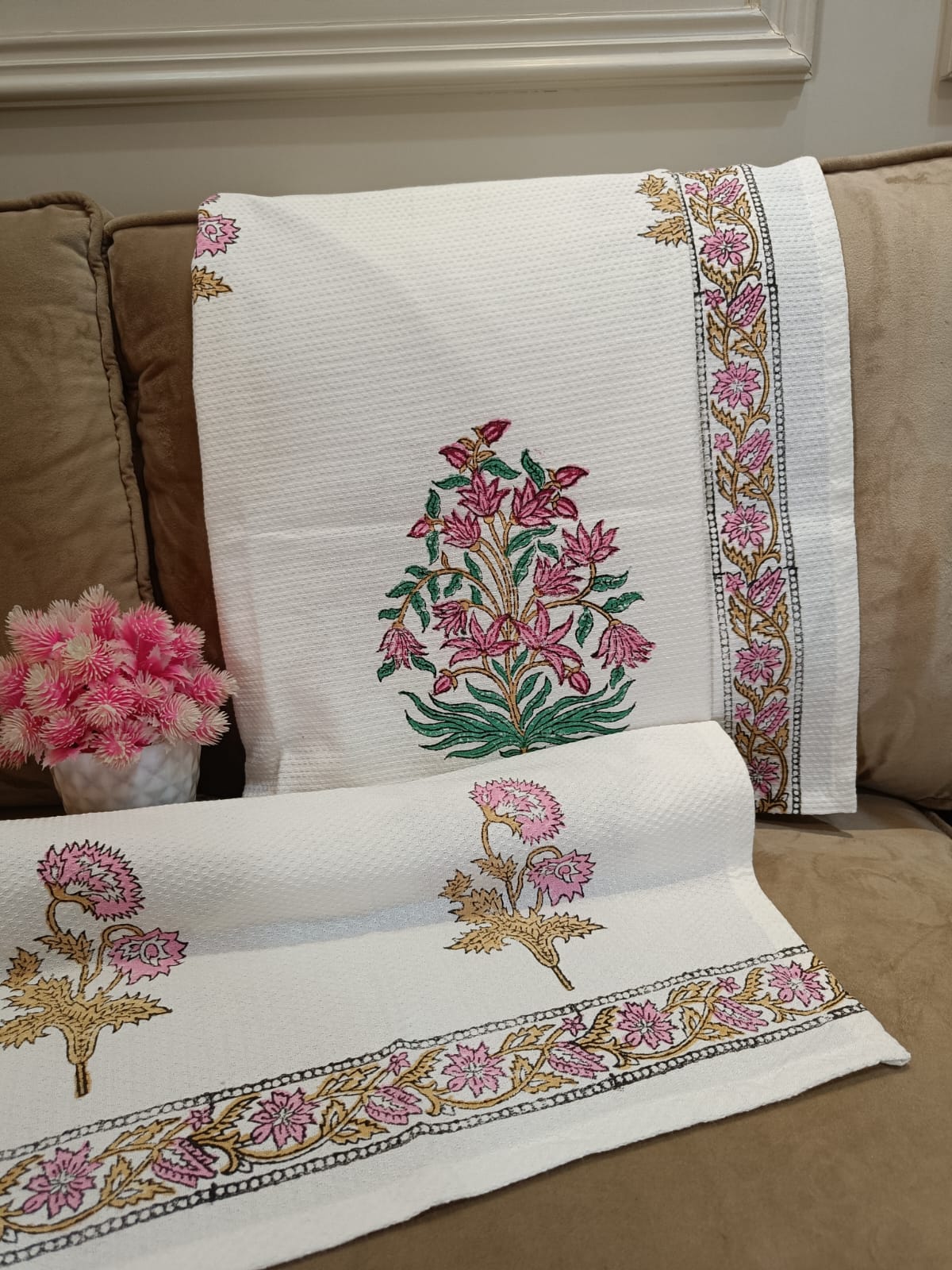 Delicate Pink Blossom Bath Towels and Napkin Set