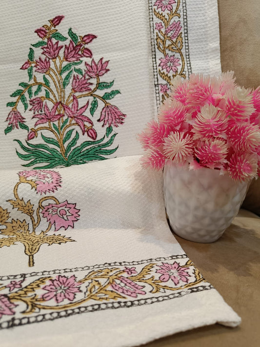 Delicate Pink Blossom Bath Towels and Napkin Set