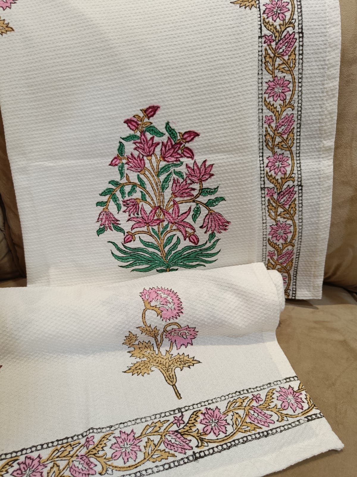 Delicate Pink Blossom Bath Towels and Napkin Set