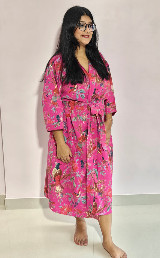 Forest Muse Magenta Pink Bathrobe