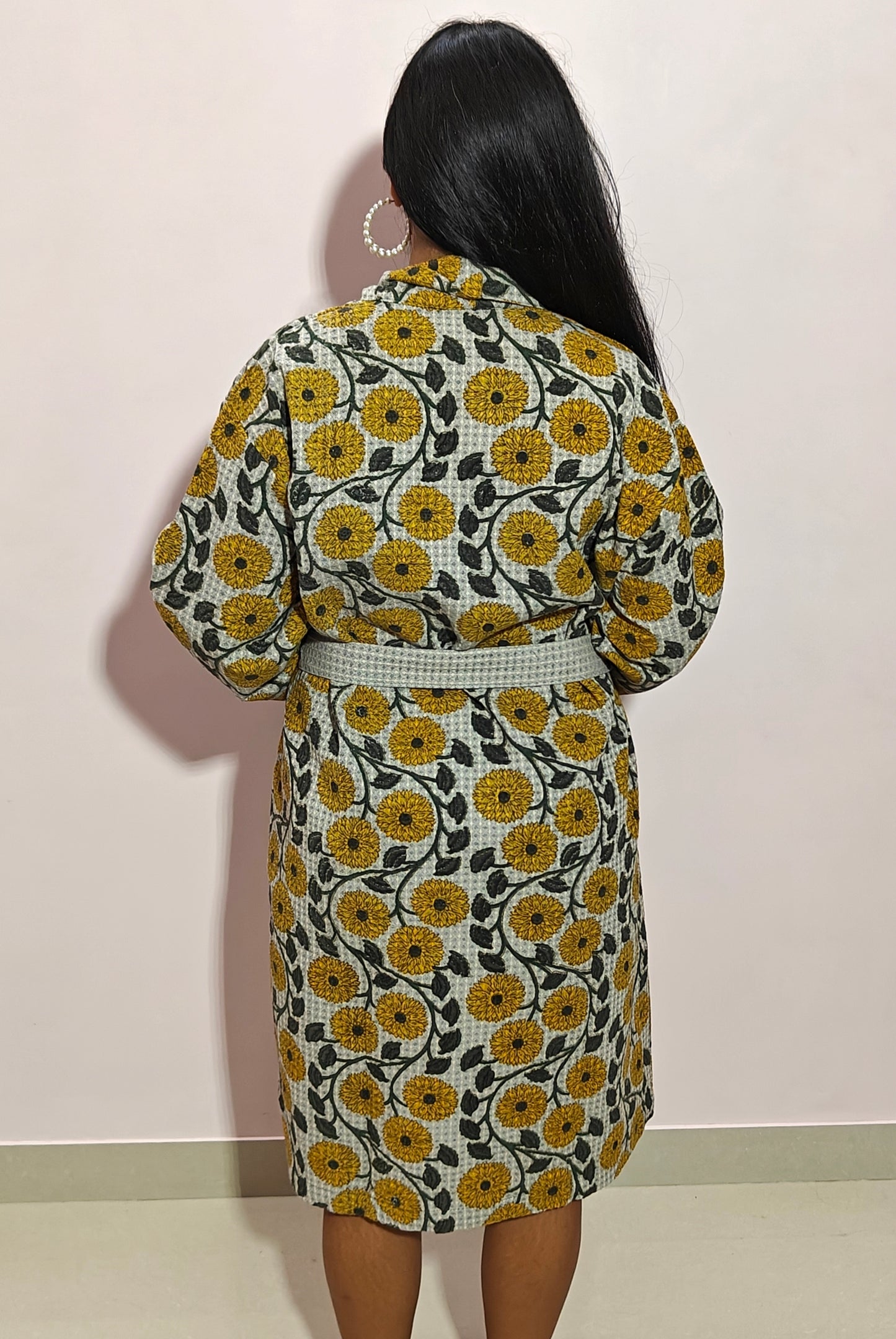 Yellow Floral Elegance Bathrobe
