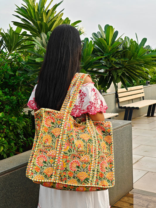 Garden Glow Quilted Tote Bag