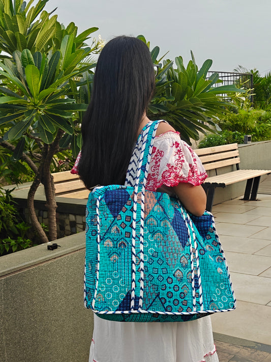 Wander Bloom Quilted Tote Bag