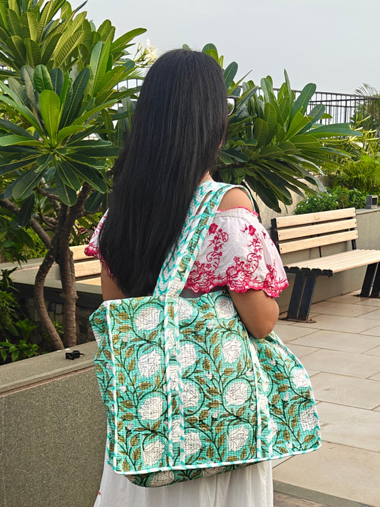 Meadow Muse Quilted Tote Bag