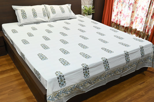 Block Print Bonanza Double Bed King Size Bedsheet with 2 Pillow Covers