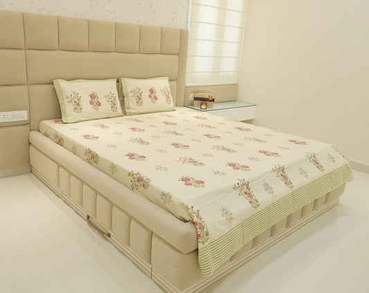 Blossom Dream Double Bed King Size Bedsheet with 2 Pillow Covers