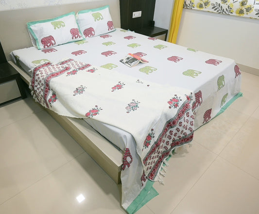 Heritage Harmony Double Bed King Size Bedsheet Percale Premium Fabric with 2 Pillow Covers