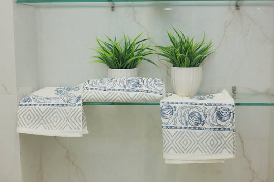 Handloom Harmony Blue Bath Towels and Napkin Set