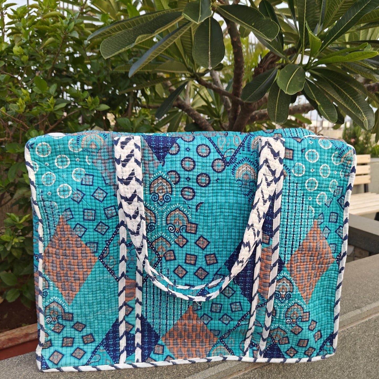 Wander Bloom Quilted Tote Bag