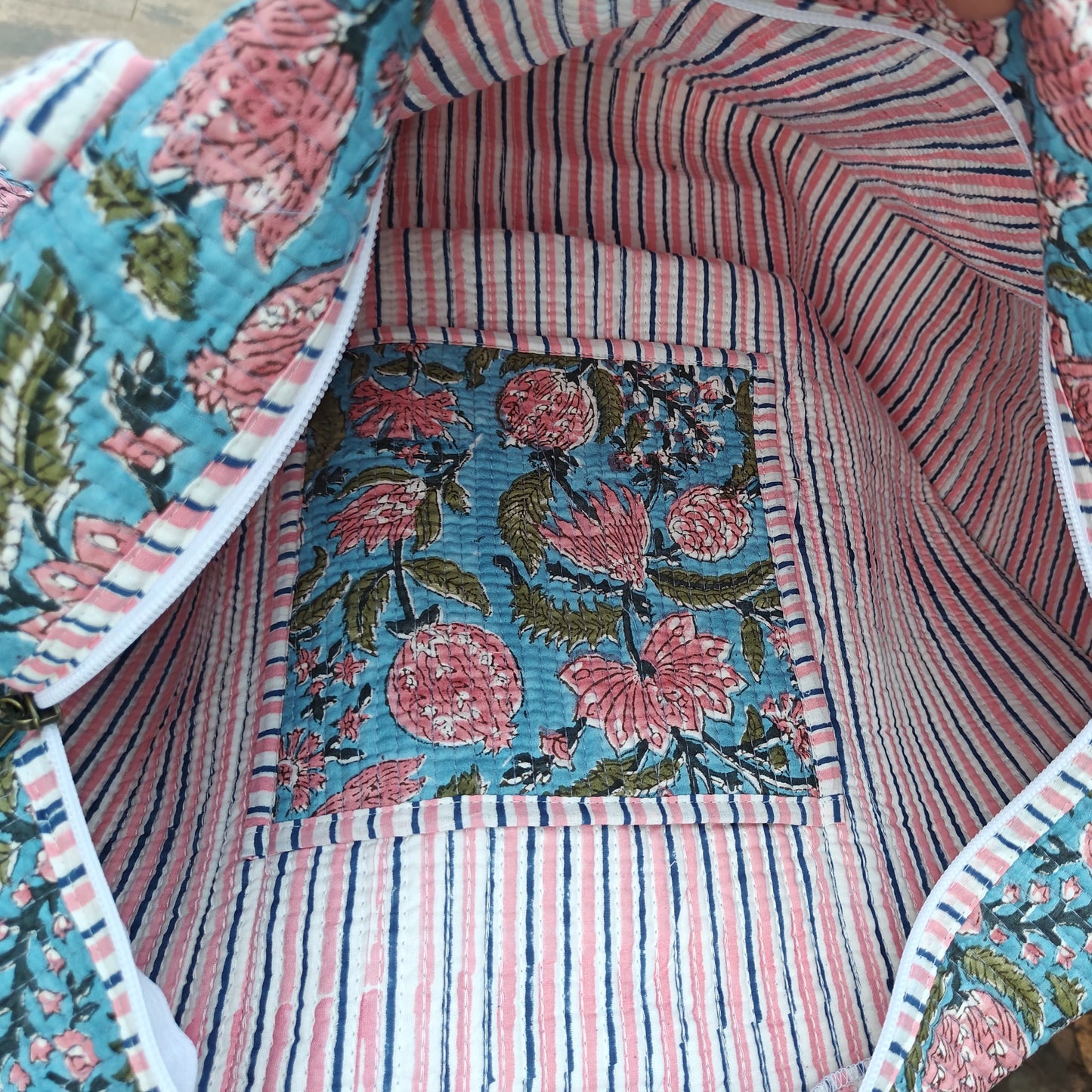 Petal Print Quilted Tote Bag