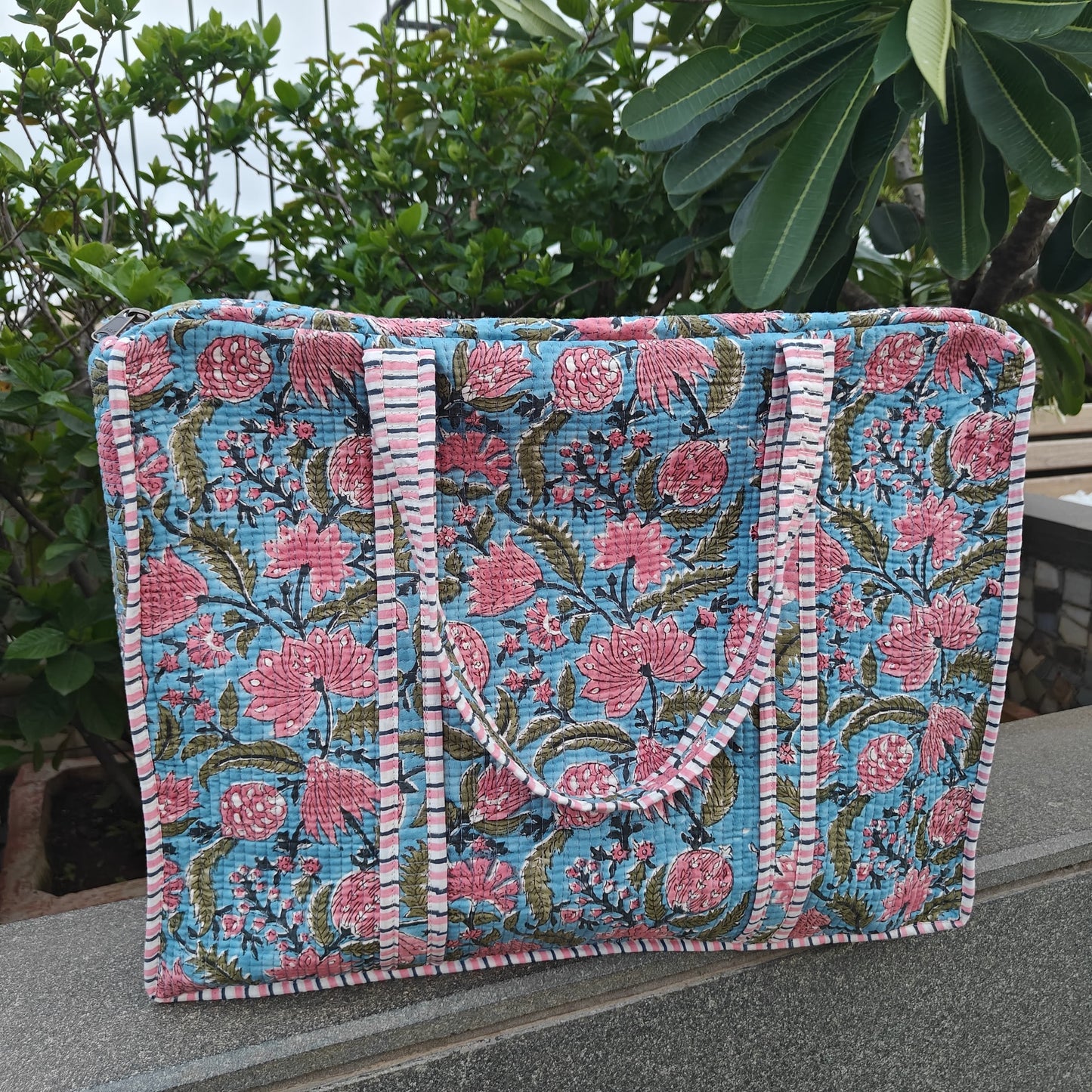 Petal Print Quilted Tote Bag
