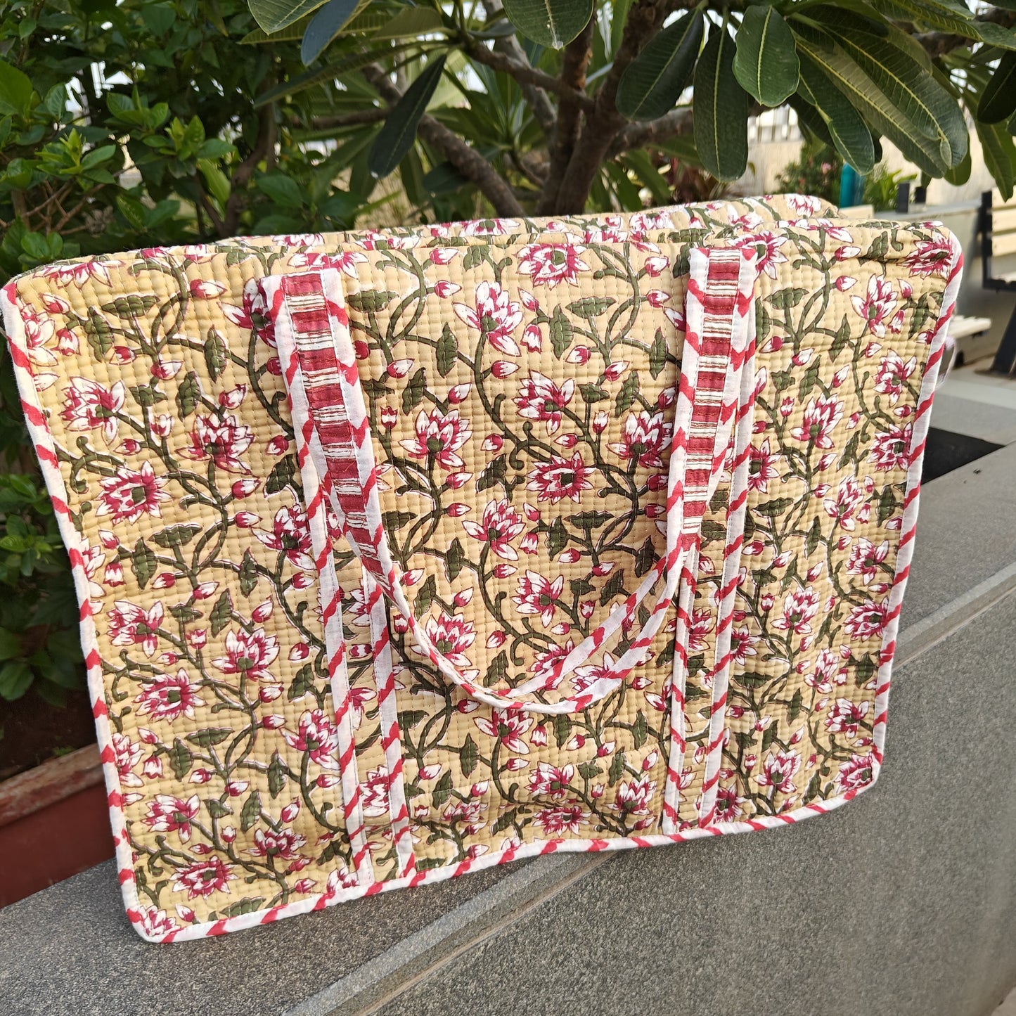 Herbal Hues Quilted Tote Bag
